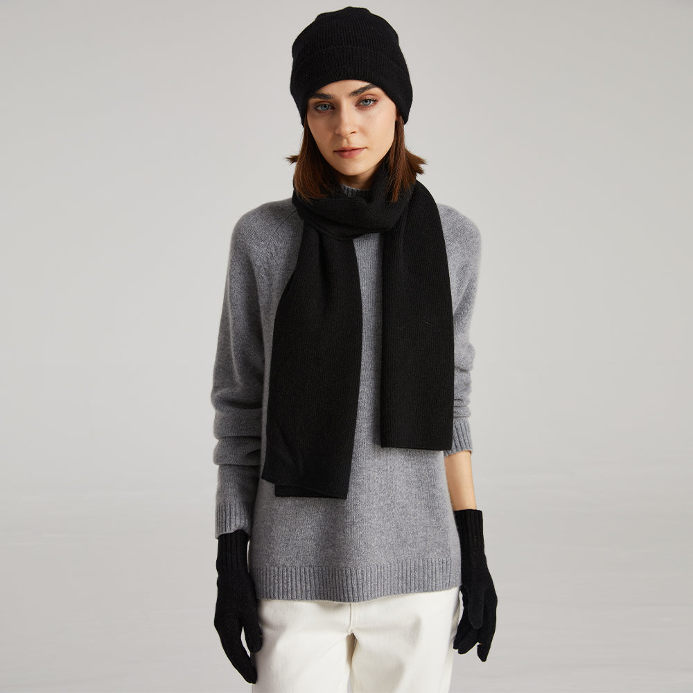 Cashmere Scarf Beanie Gloves set – GREENMOUNT