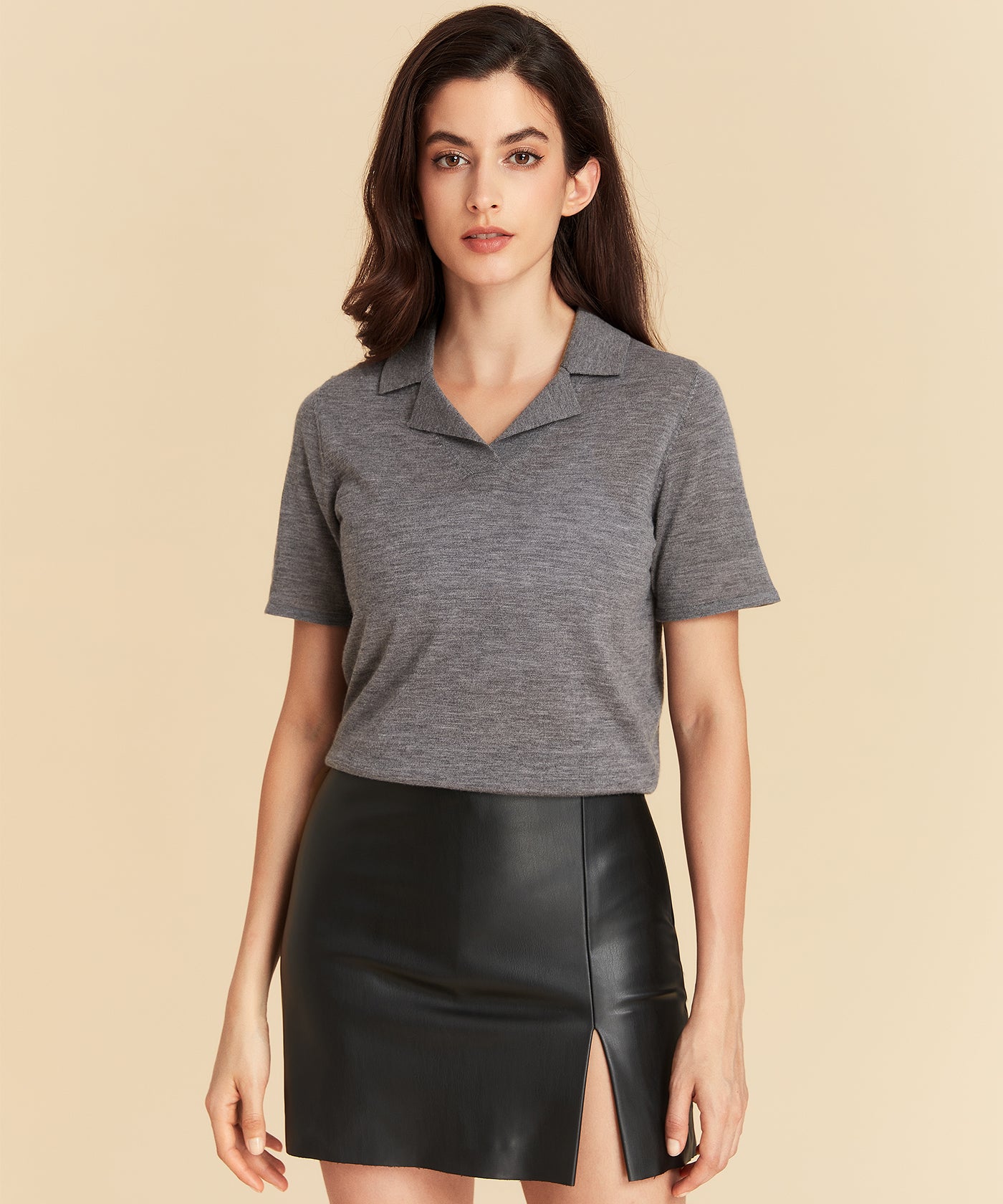 short sleeves polo (wool/silk/cashmere)