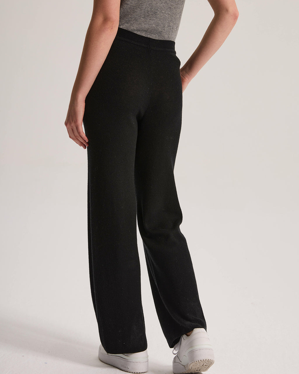 Cashmere Ribbed Wide-Leg Pant