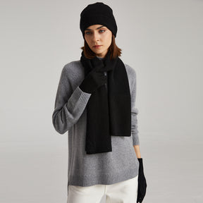 Cashmere Scarf Beanie Gloves 3 set