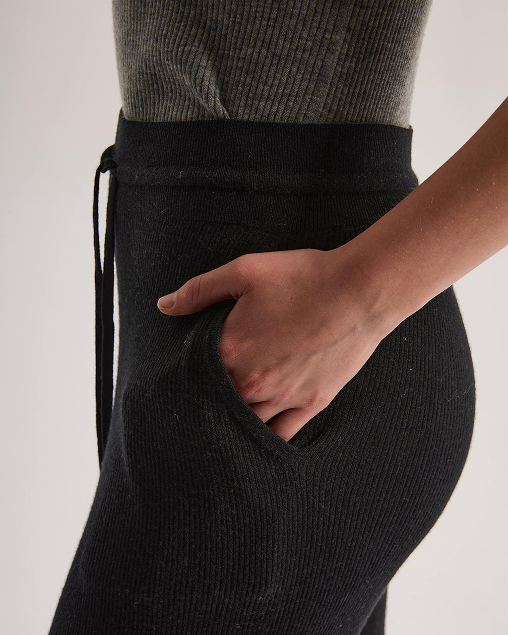 Cashmere Ribbed Wide-Leg Pant