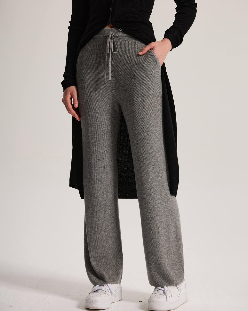 Cashmere Ribbed Wide-Leg Pant