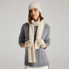 Cashmere Scarf Beanie Gloves 3 set