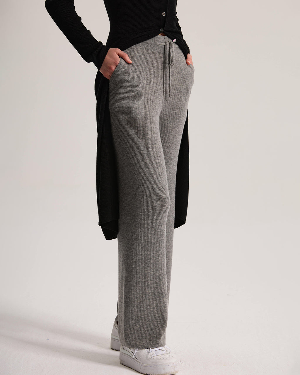 Cashmere Ribbed Wide-Leg Pant