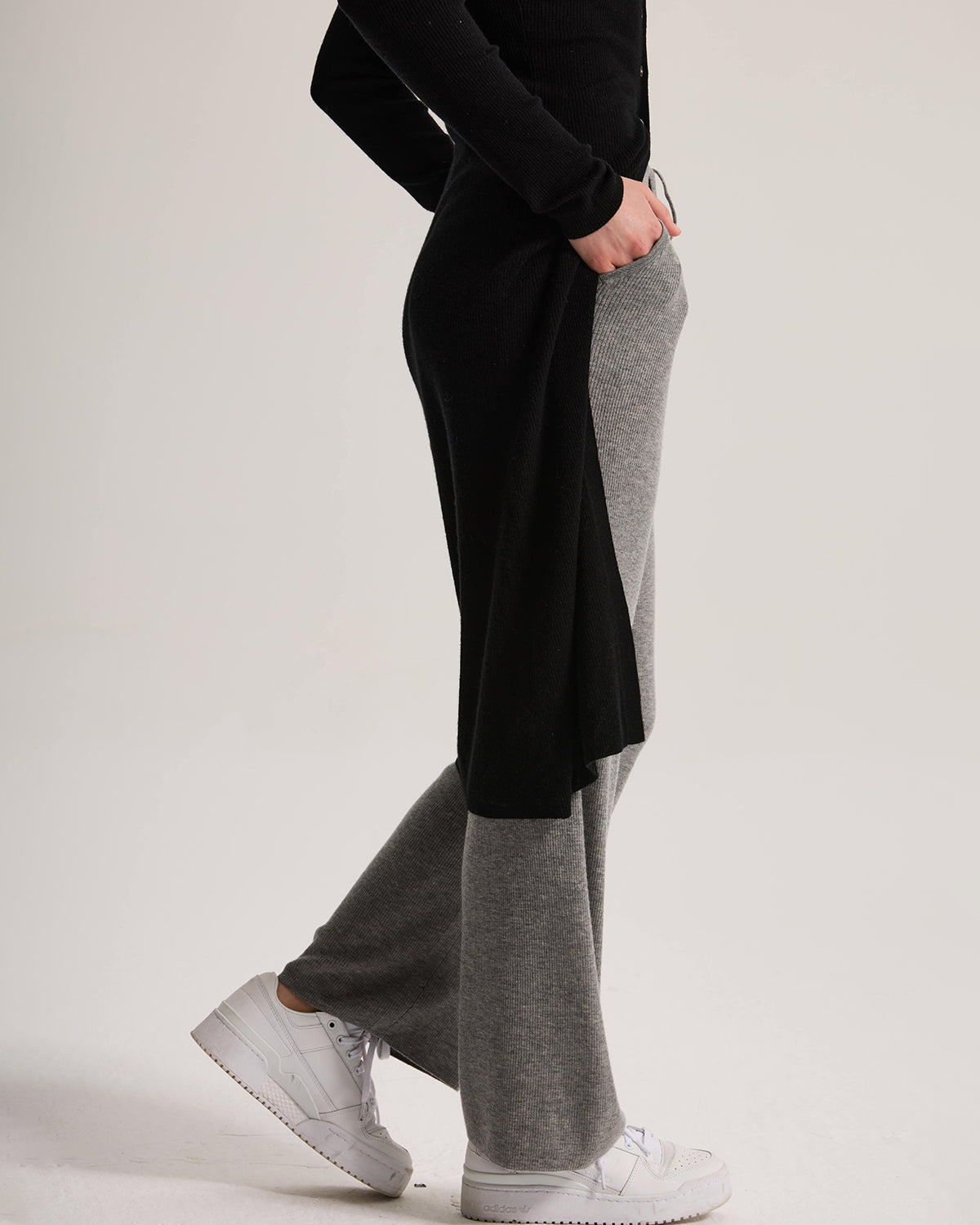 Cashmere Ribbed Wide-Leg Pant