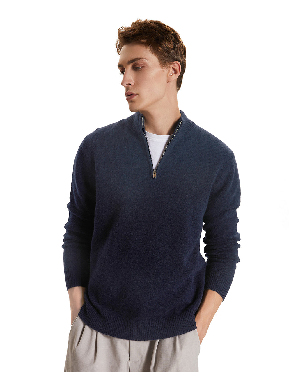 Quarter-Zip Recycled Cashmere Sweater