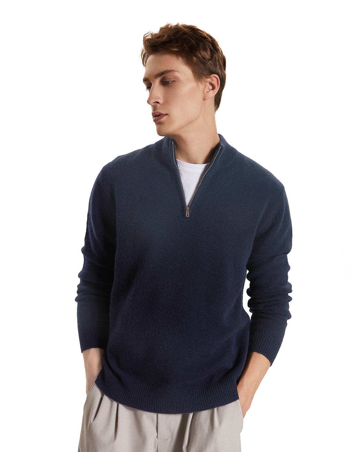 Quarter-Zip Recycled Cashmere Sweater