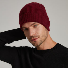 Unisex Cashmere Ribbed Beanie