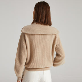 Zipper Lapel Cashmere Sweater