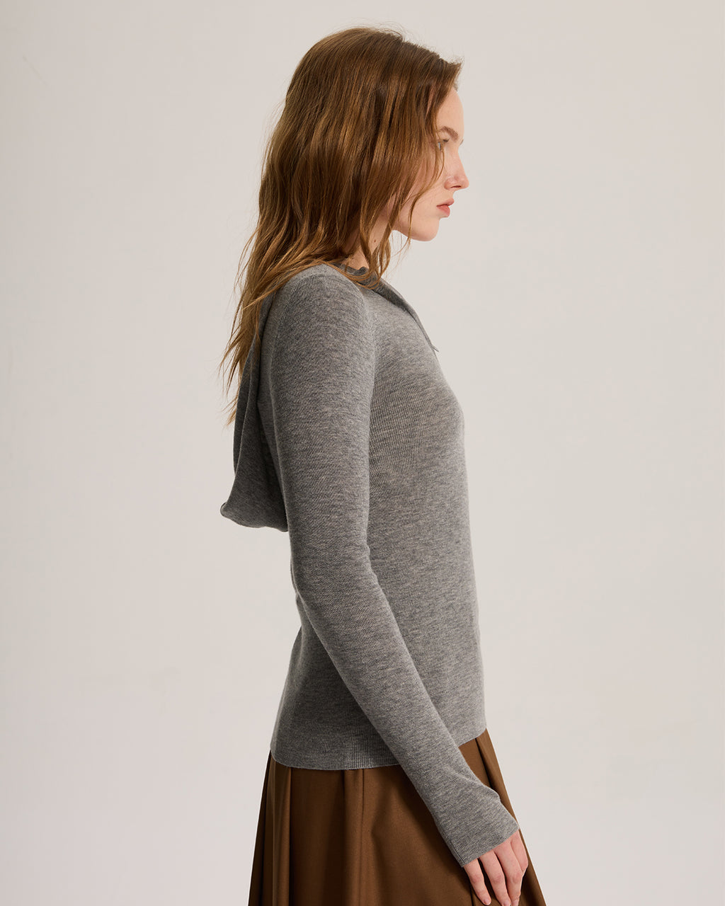 Cashmere Fitted Stretchy Hoodie