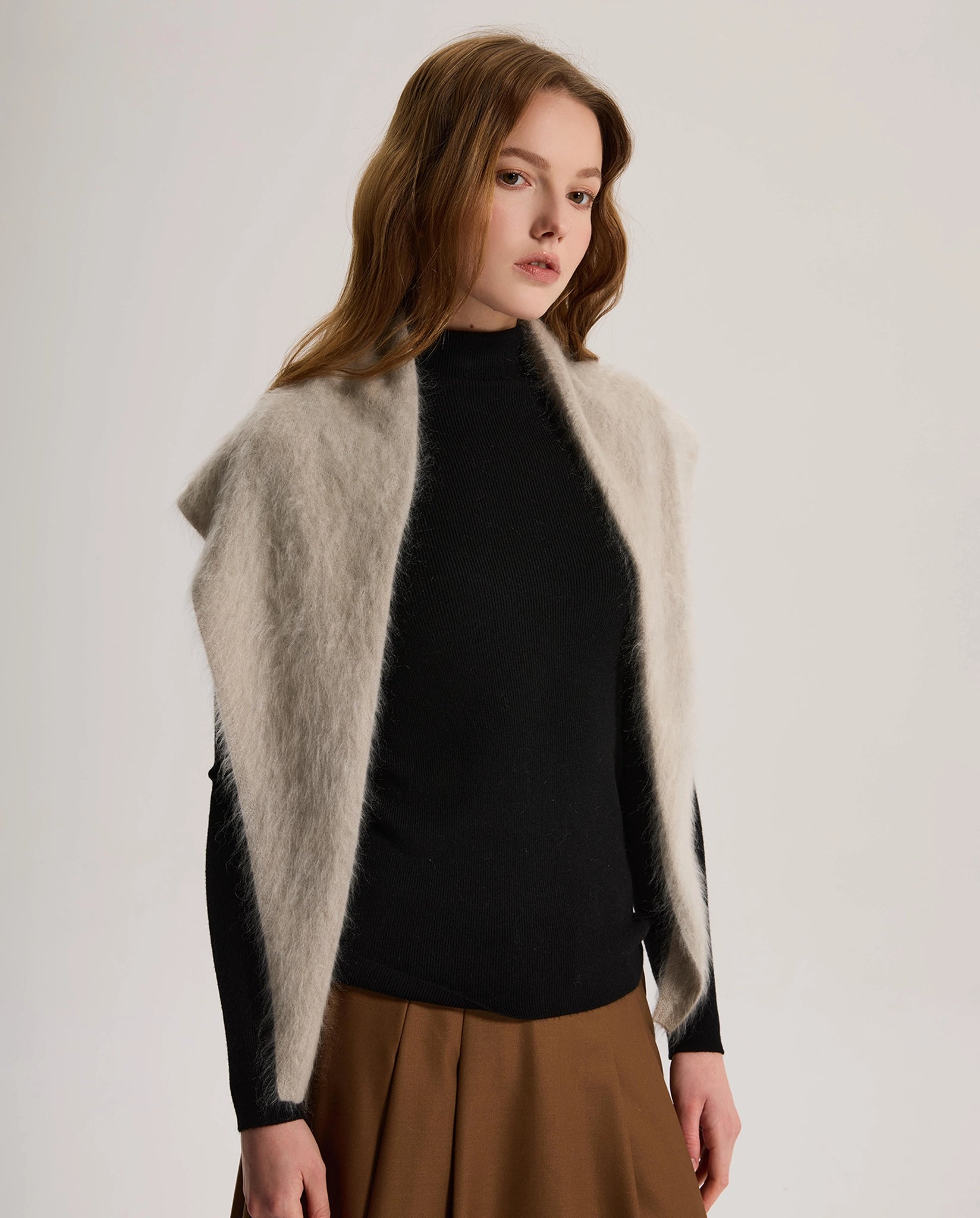 Brushed Cashmere Triangle Scarf