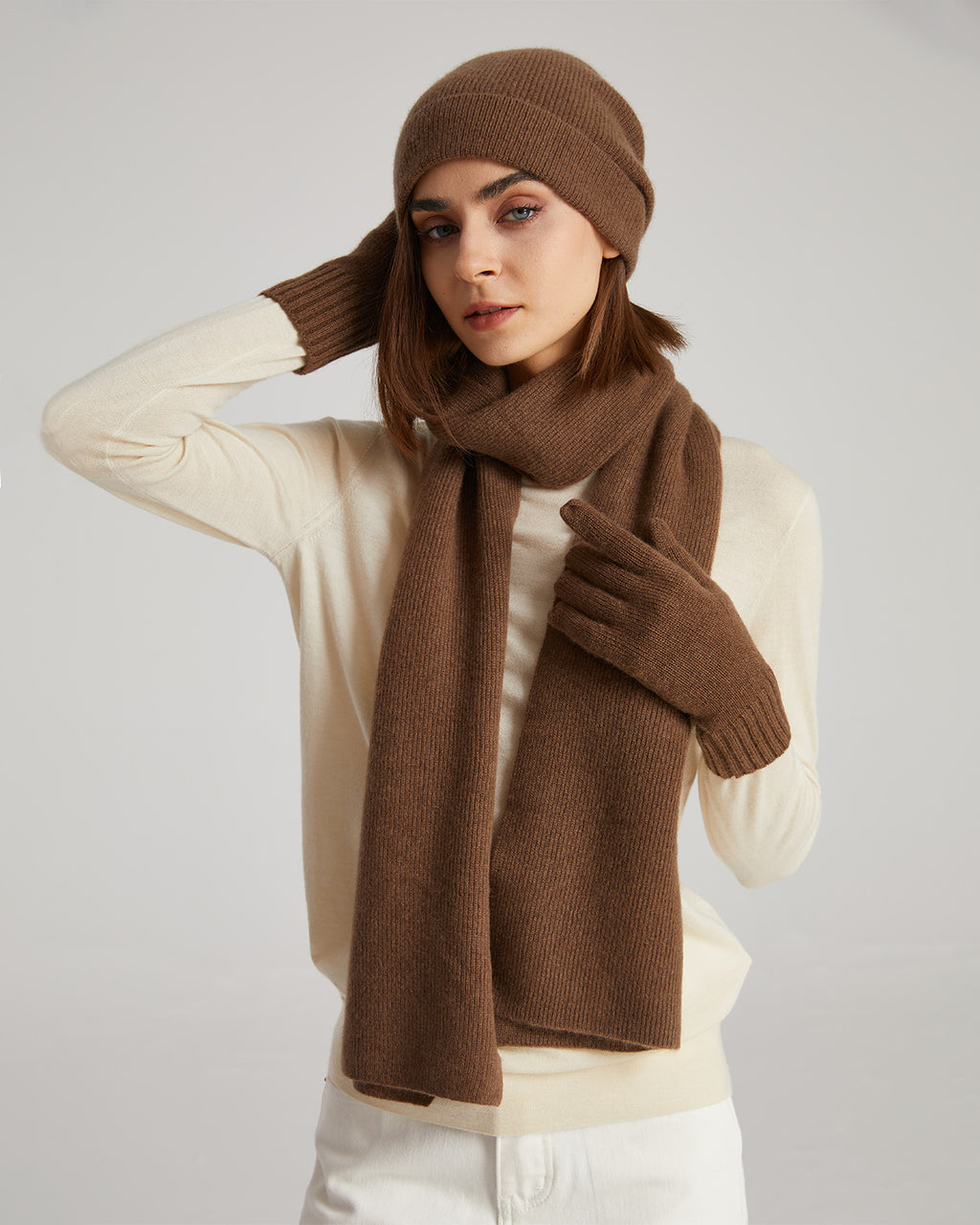 Cashmere Scarf Beanie Gloves Set