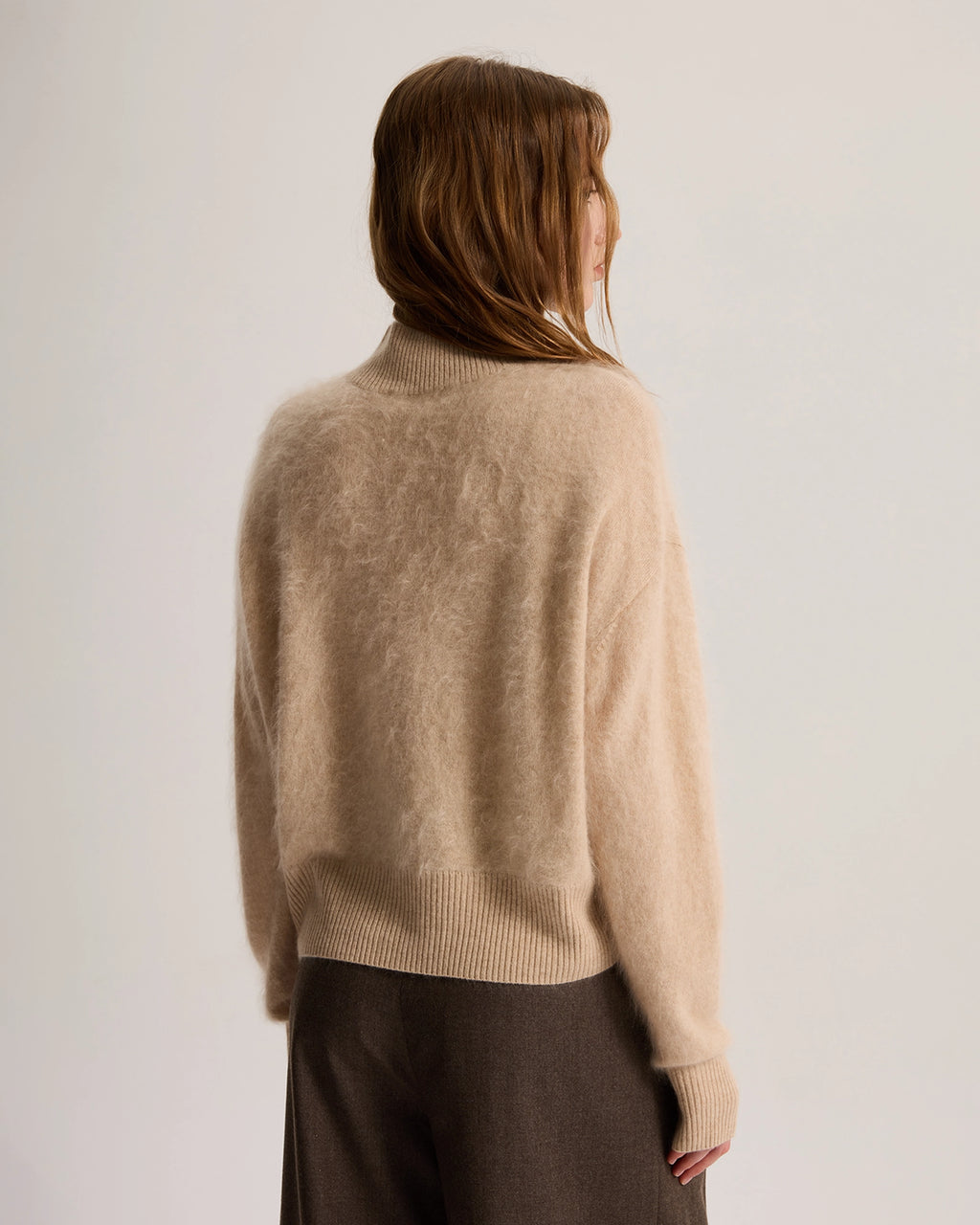 Mock Neck Brushed Cashmere Sweater