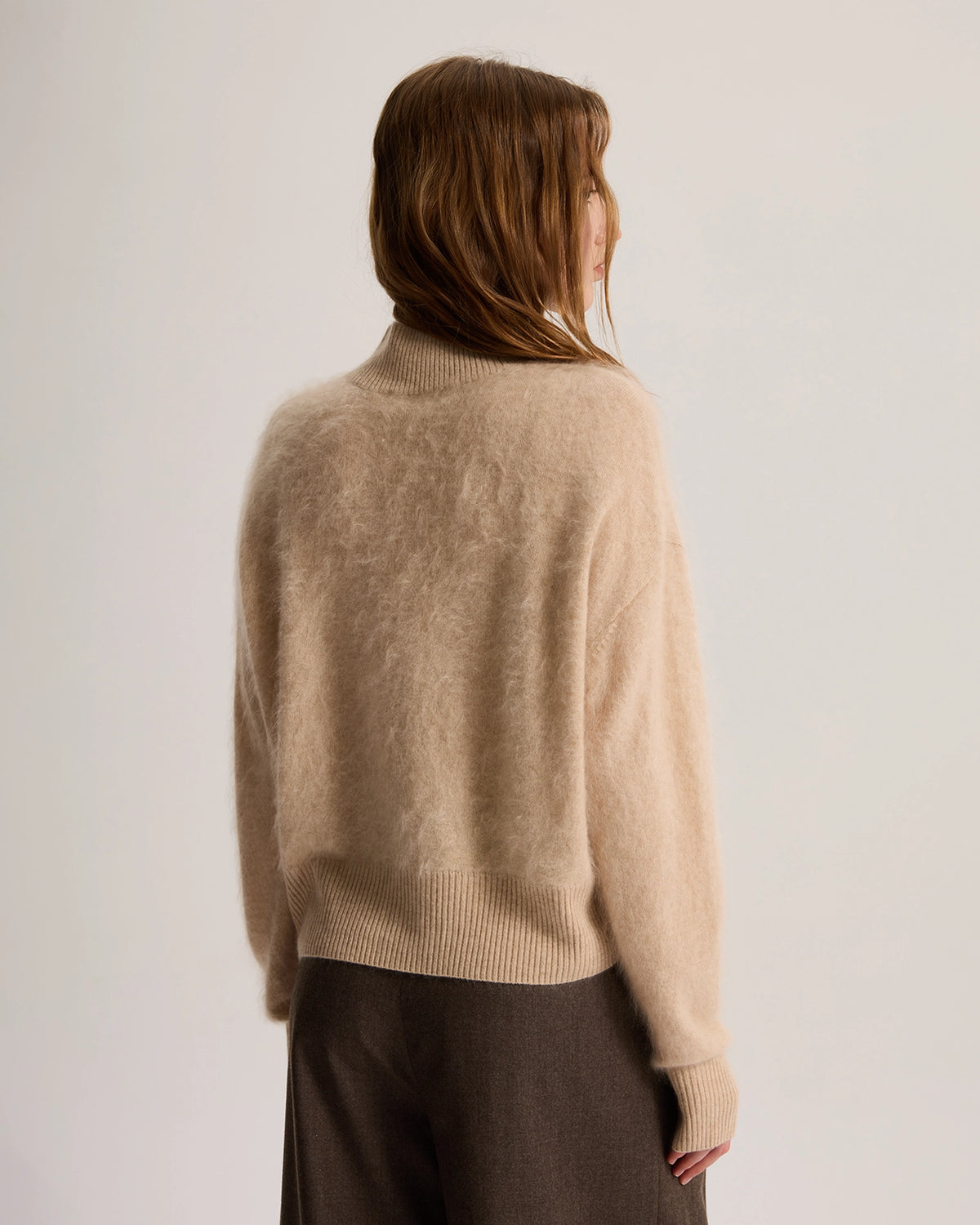 Mock Neck Brushed Cashmere Sweater