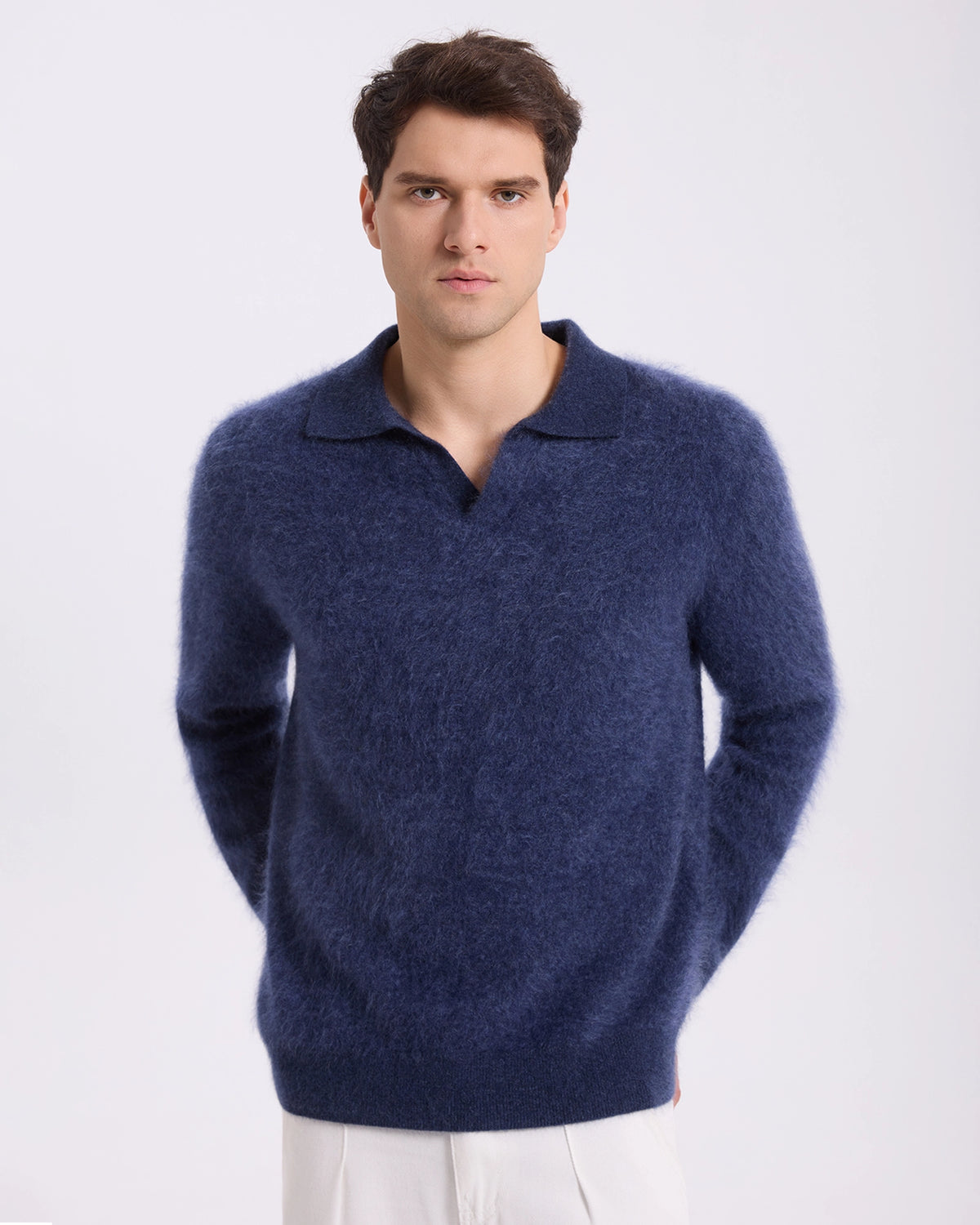 Brushed Cashmere Polo Sweater