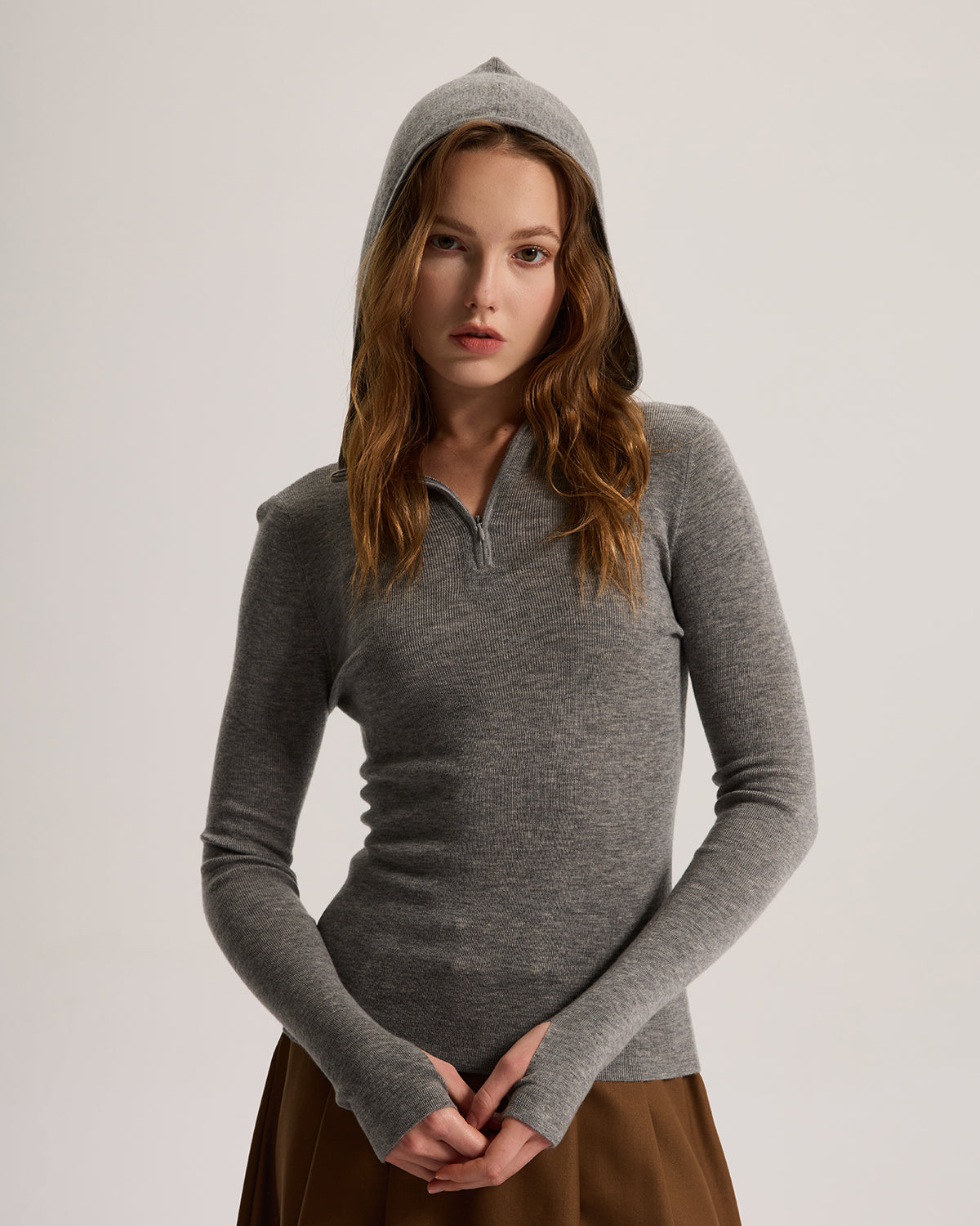 Cashmere Fitted Stretchy Hoodie