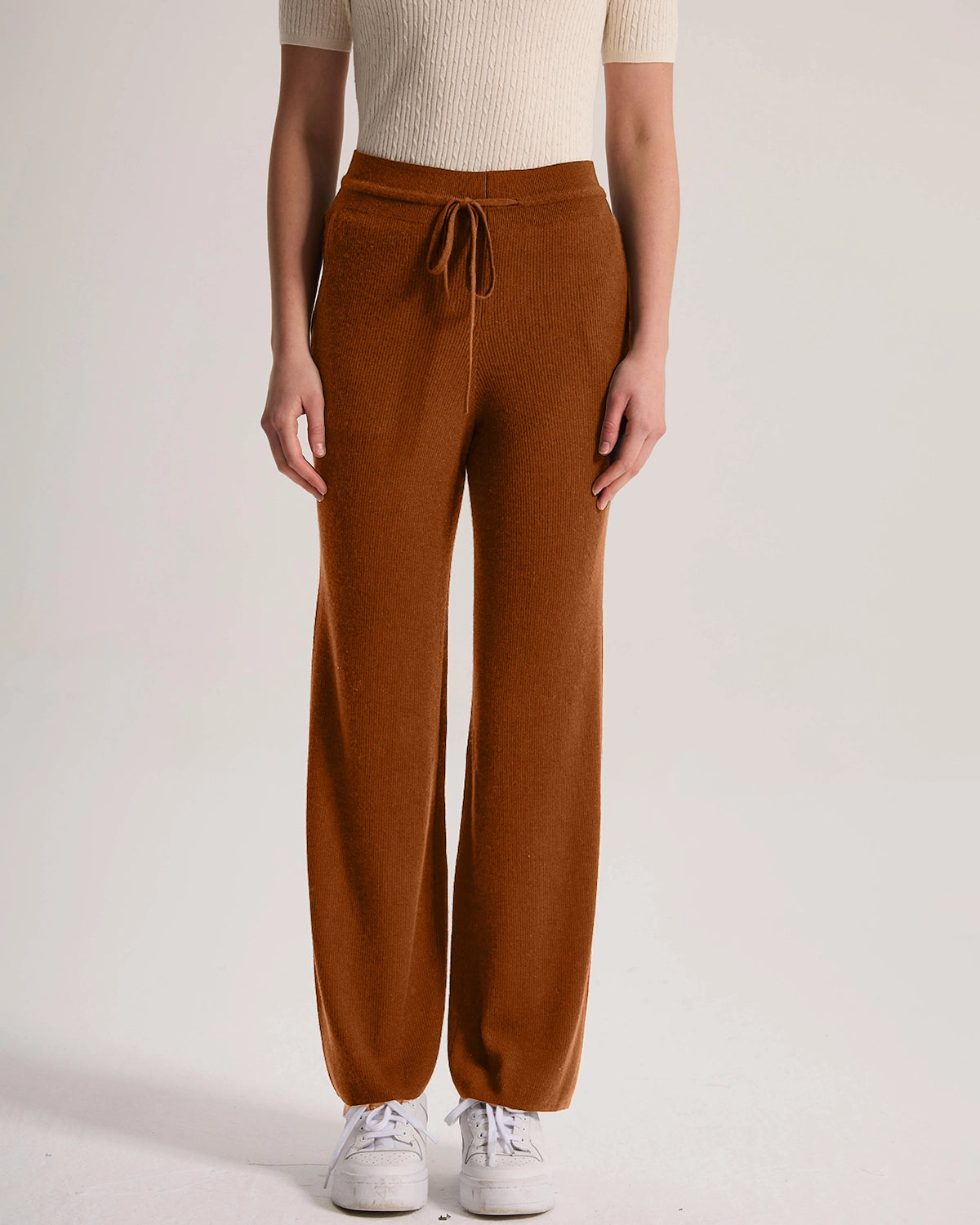 Cashmere Ribbed Wide-Leg Pant
