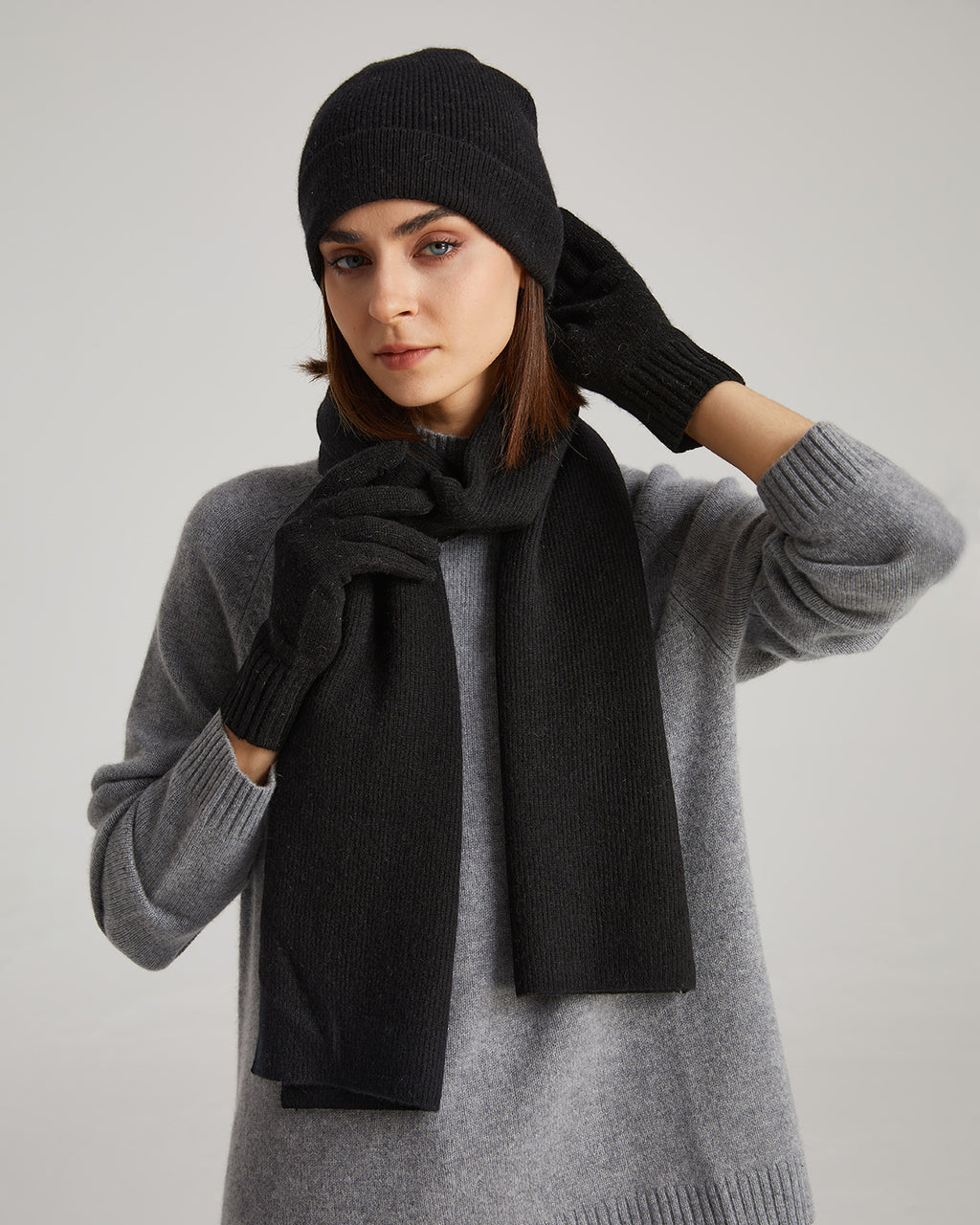 Cashmere Scarf Beanie Gloves Set