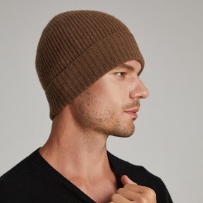 Unisex Cashmere Ribbed Beanie