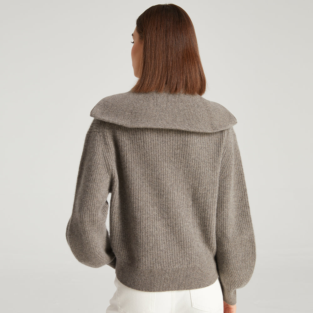 Zipper Lapel Cashmere Sweater