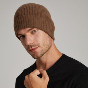 Unisex Cashmere Ribbed Beanie