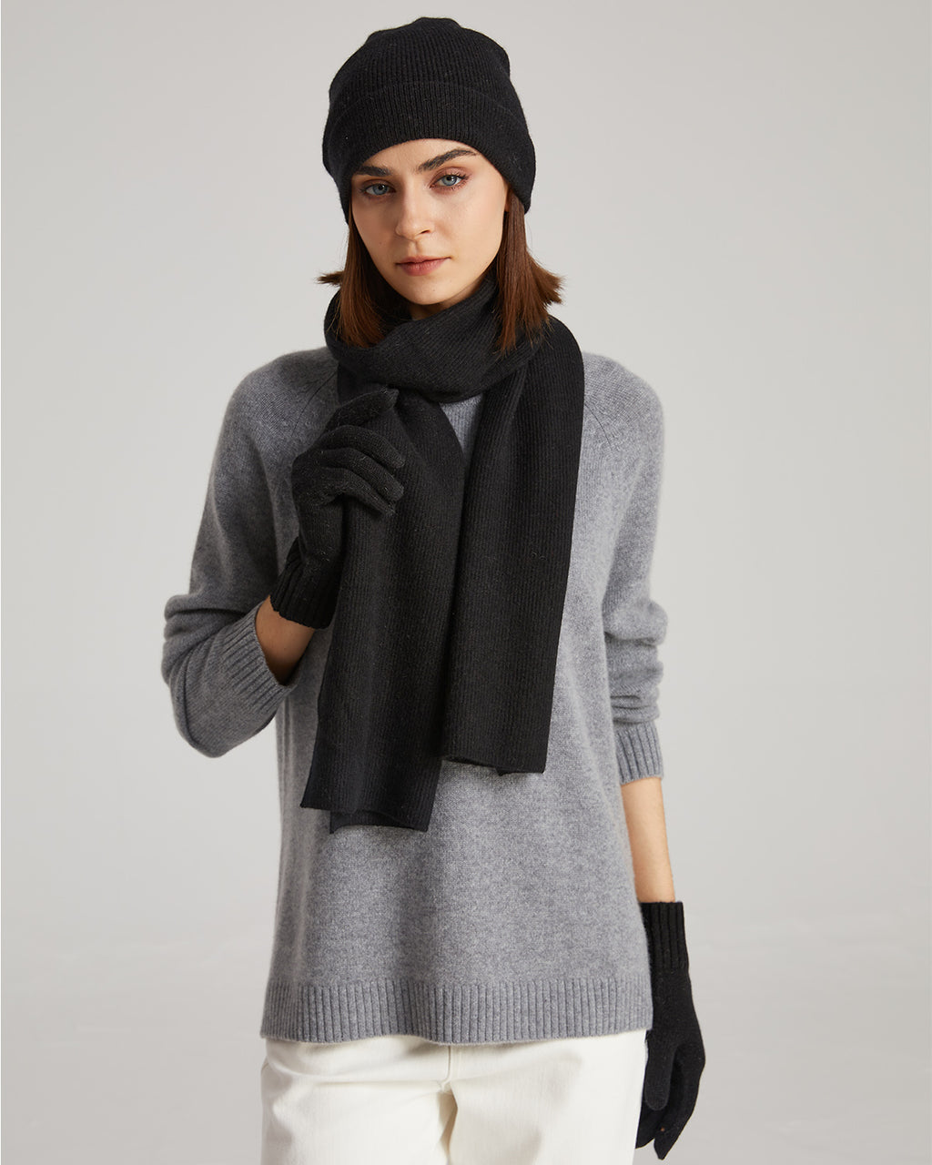 Cashmere Scarf Beanie Gloves Set
