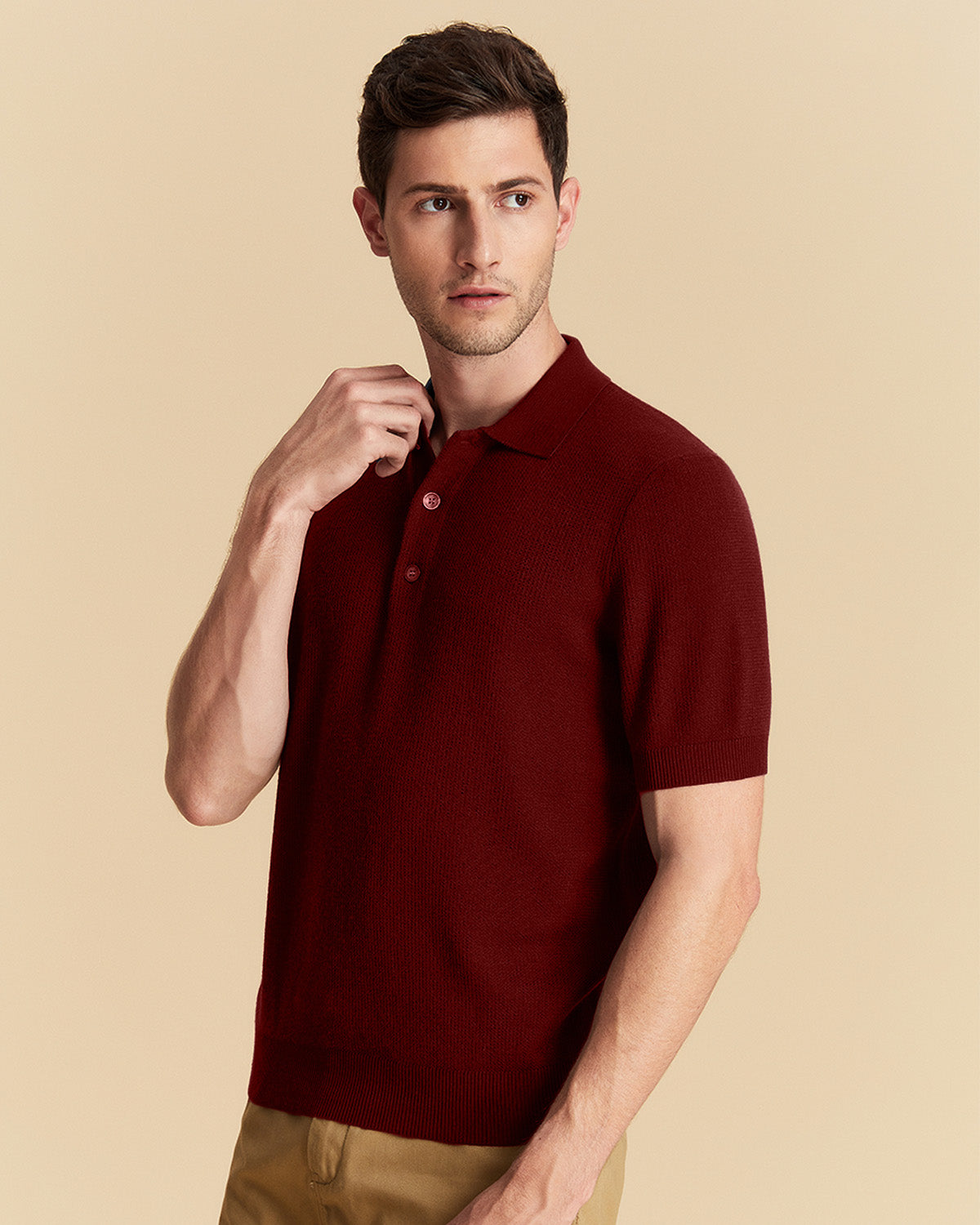 Jacquard Wool Polo Shirt