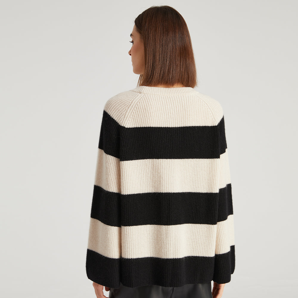 Stripe Crewneck Cashmere Sweater