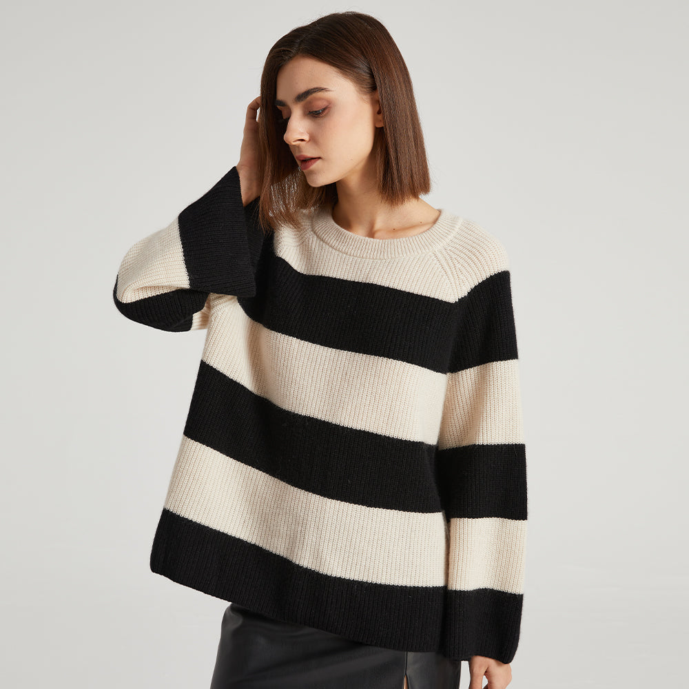 Stripe Crewneck Cashmere Sweater