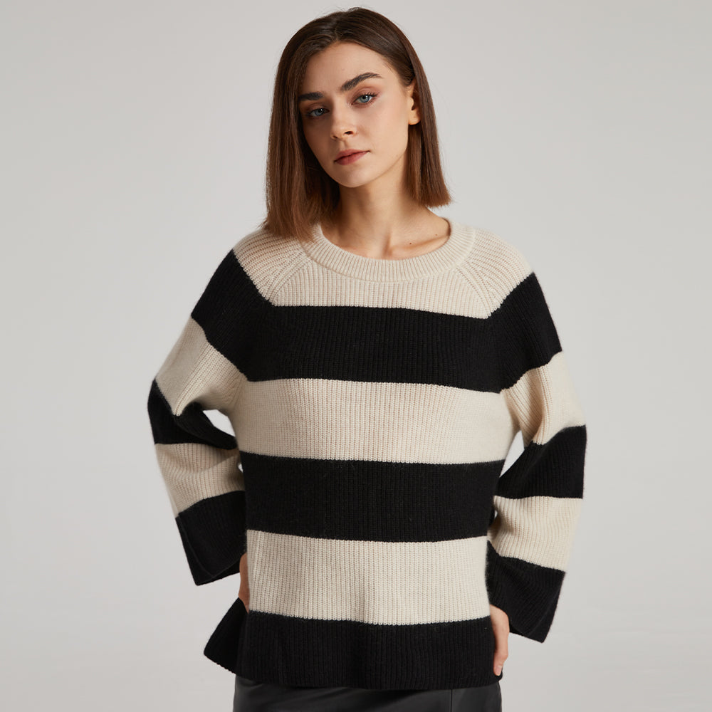 Stripe Crewneck Cashmere Sweater