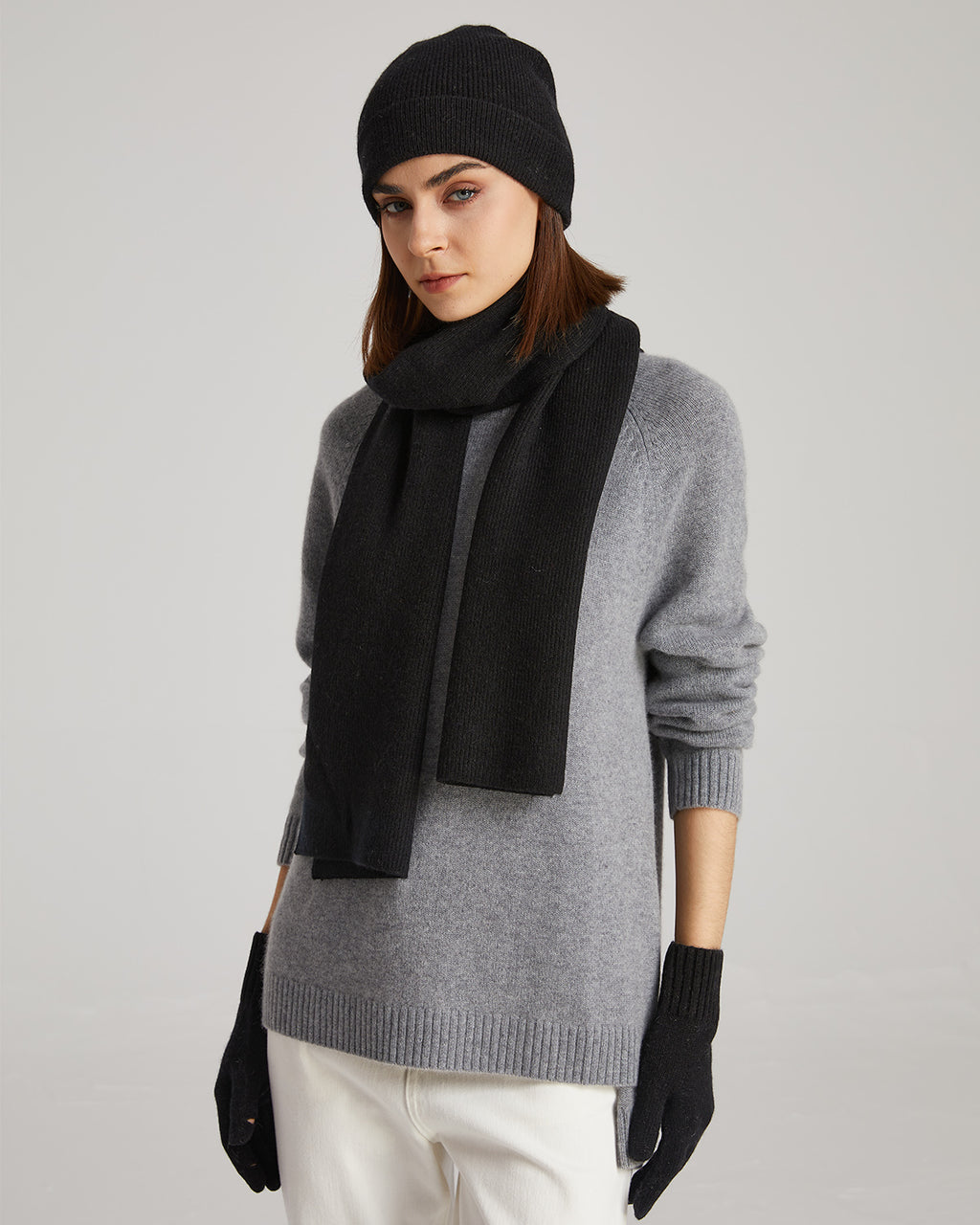 Cashmere Scarf Beanie Gloves Set