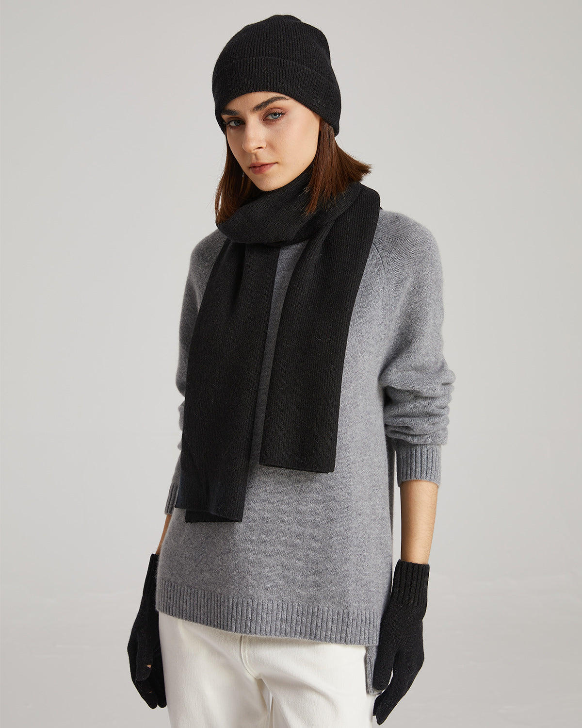 Cashmere Scarf Beanie Gloves Set