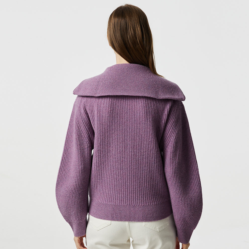 Zipper Lapel Cashmere Sweater