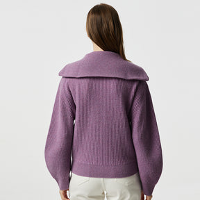 Zipper Lapel Cashmere Sweater