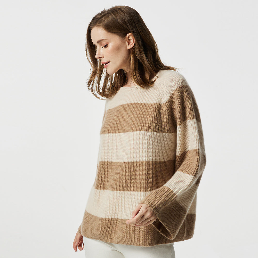 Stripe Crewneck Cashmere Sweater