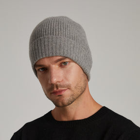 Unisex Cashmere Ribbed Beanie