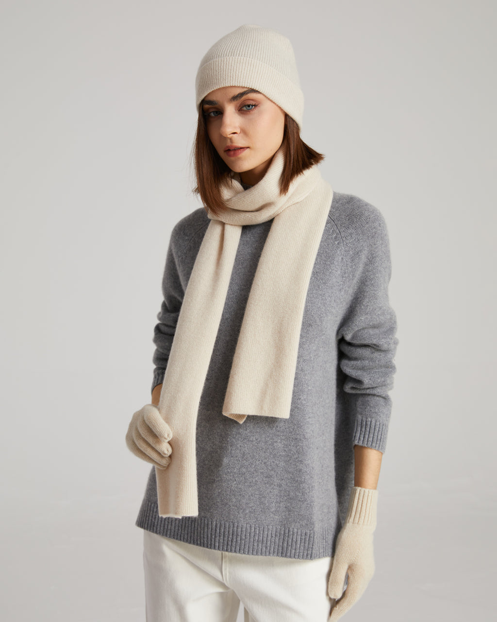 Cashmere Scarf Beanie Gloves Set