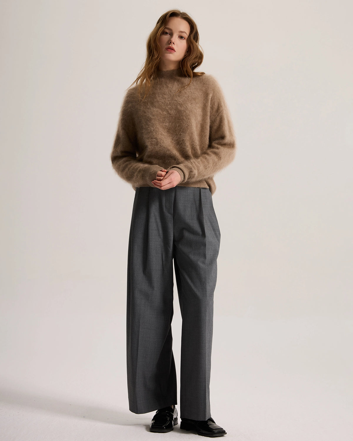 Mock Neck Brushed Cashmere Sweater