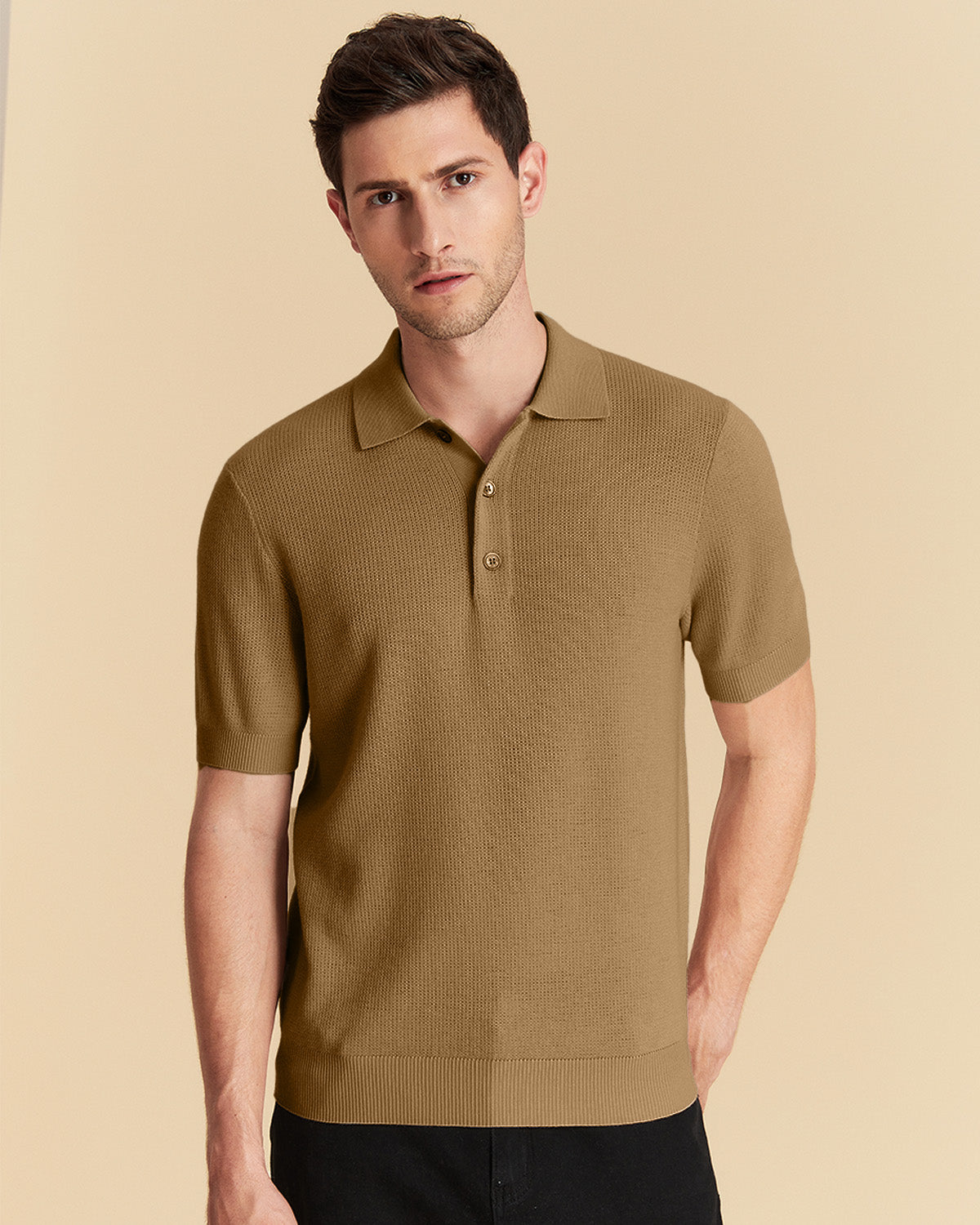Jacquard Wool Polo Shirt