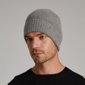 Unisex Cashmere Ribbed Beanie