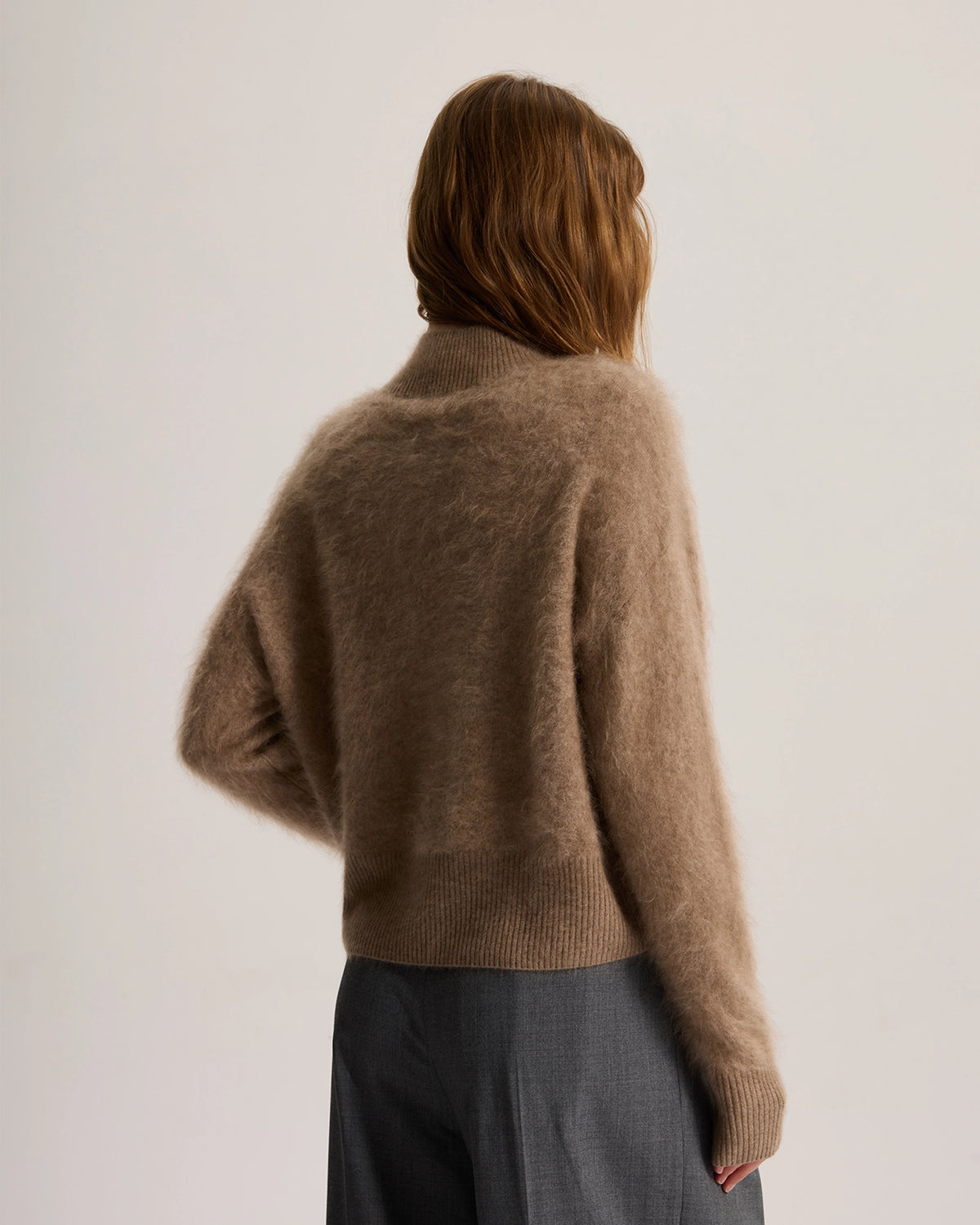 Mock Neck Brushed Cashmere Sweater