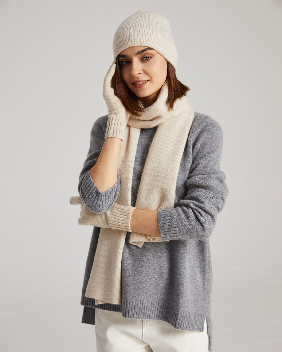 Cashmere Scarf Beanie Gloves Set