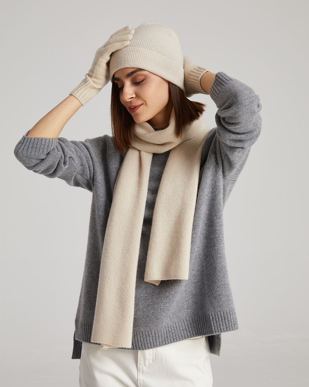 Cashmere Scarf Beanie Gloves Set