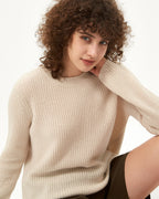 Half-Cardigan Crewneck Cashmere Sweater