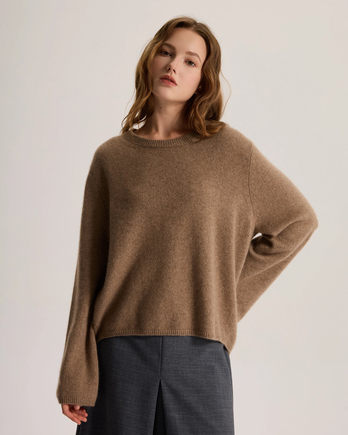 Loose Casual Cashmere Crewneck Pullover Sweater
