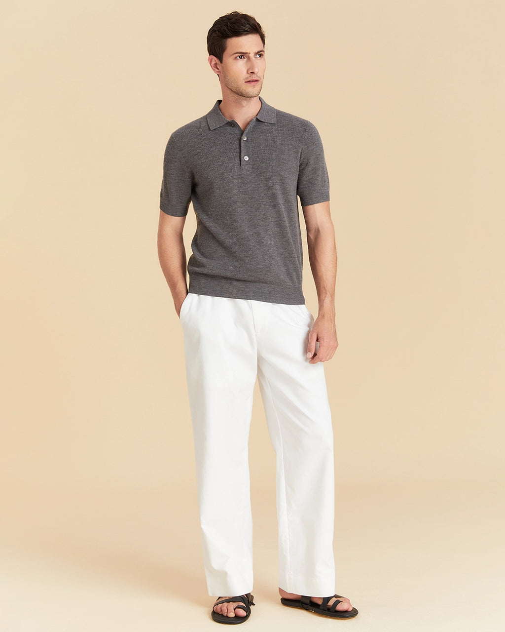 Jacquard Wool Polo Shirt