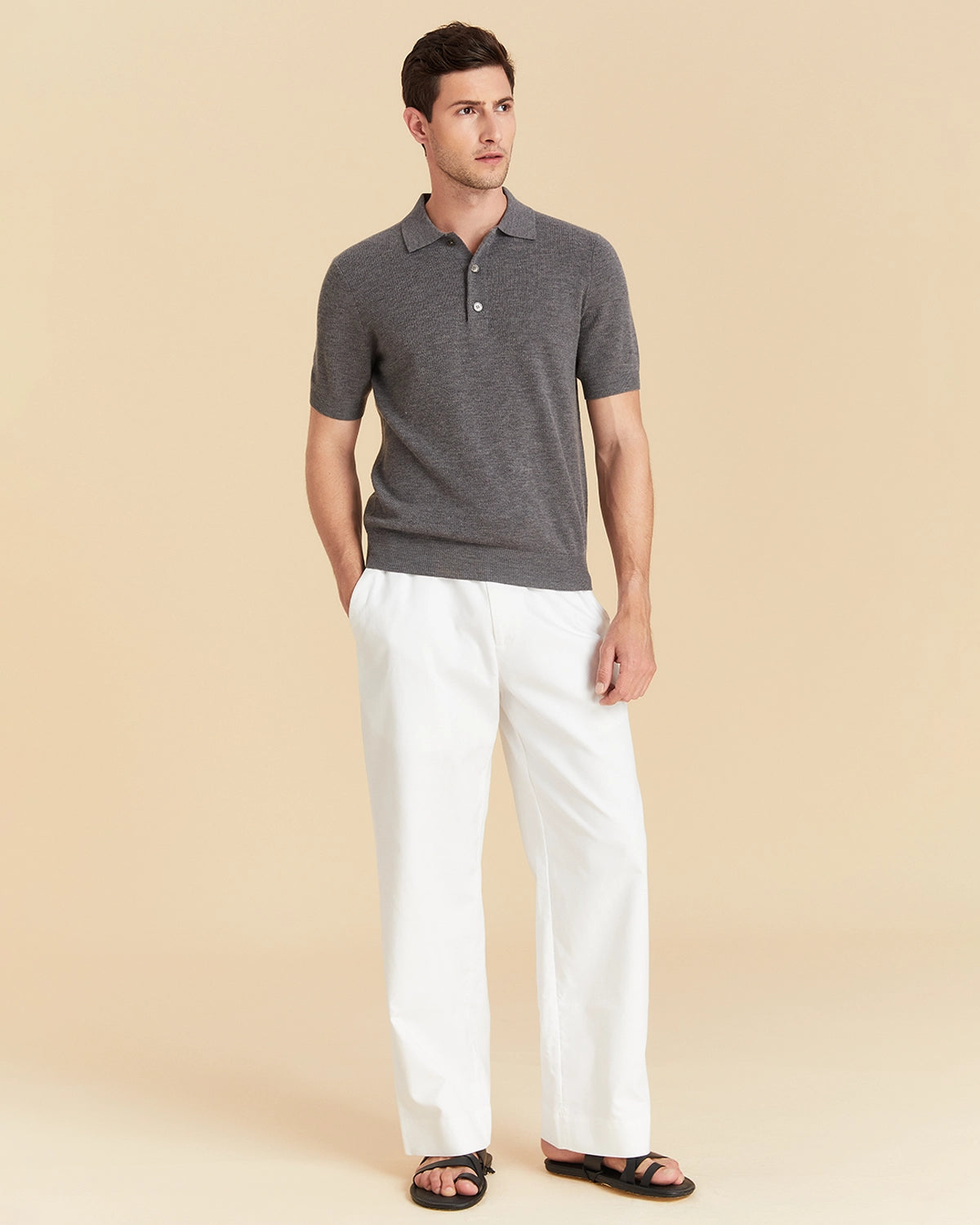 Jacquard Wool Polo Shirt