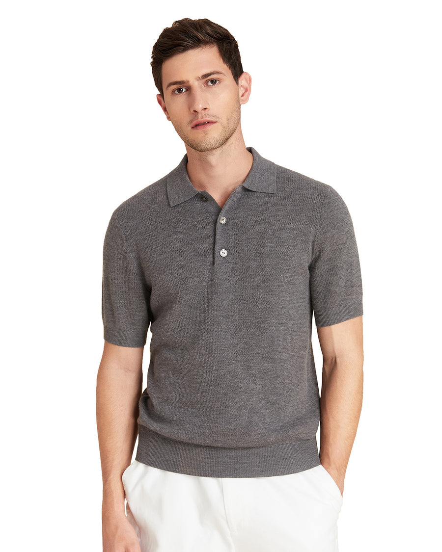 Jacquard Wool Polo Shirt