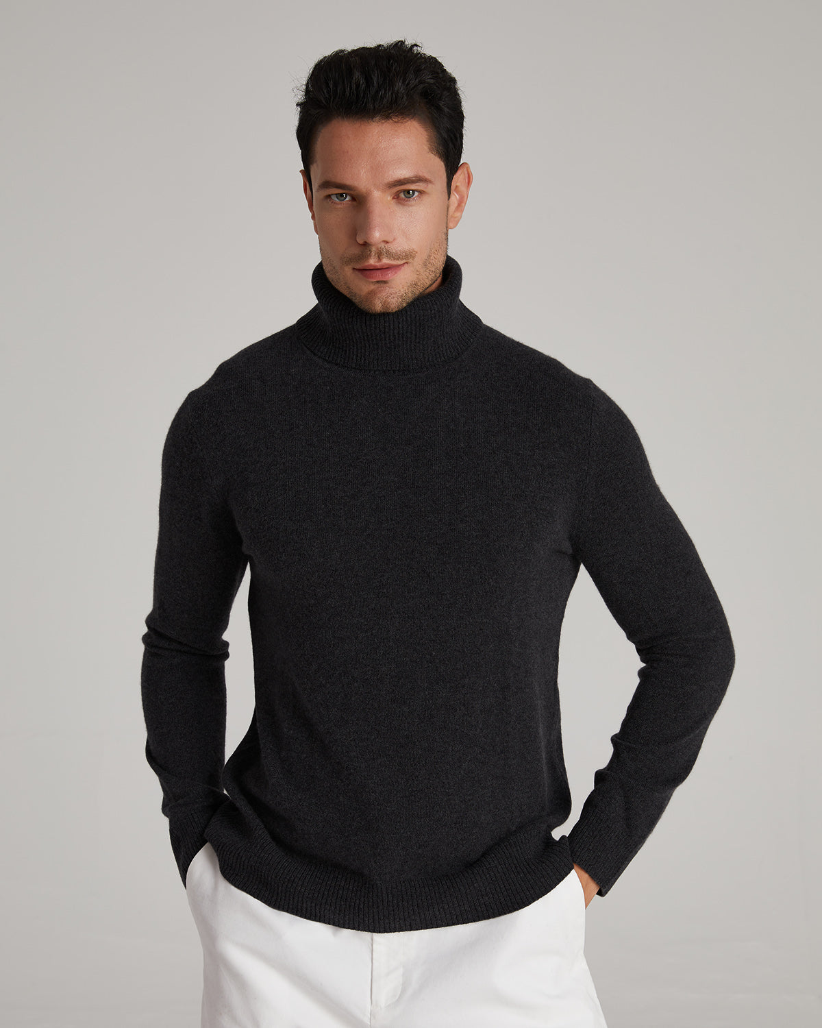 Turtle-neck Plat-Dyed Cashmere