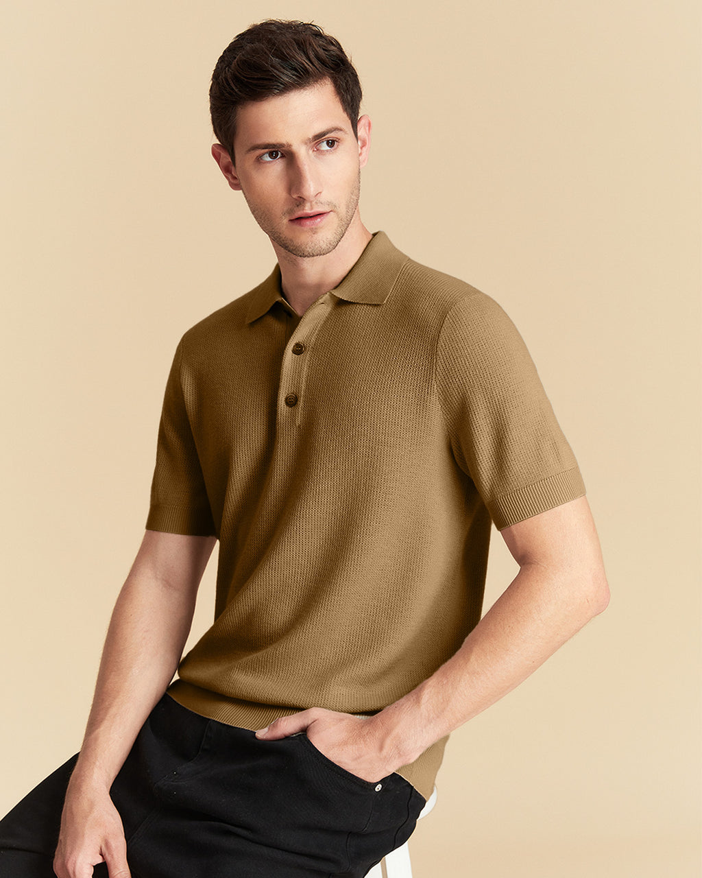 Jacquard Wool Polo Shirt